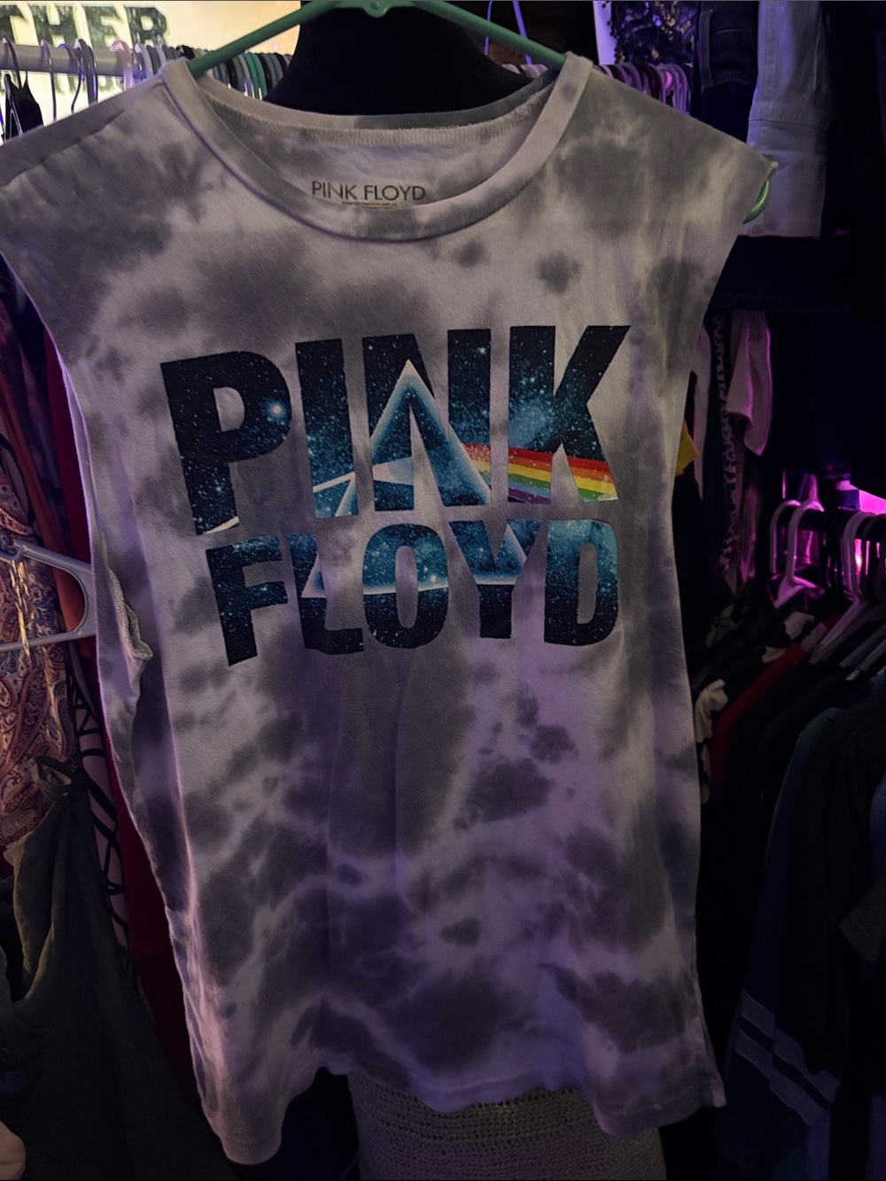 Pink Floyd Kids Tie-Dye Tank Top - Purple & White with Prism Graphic